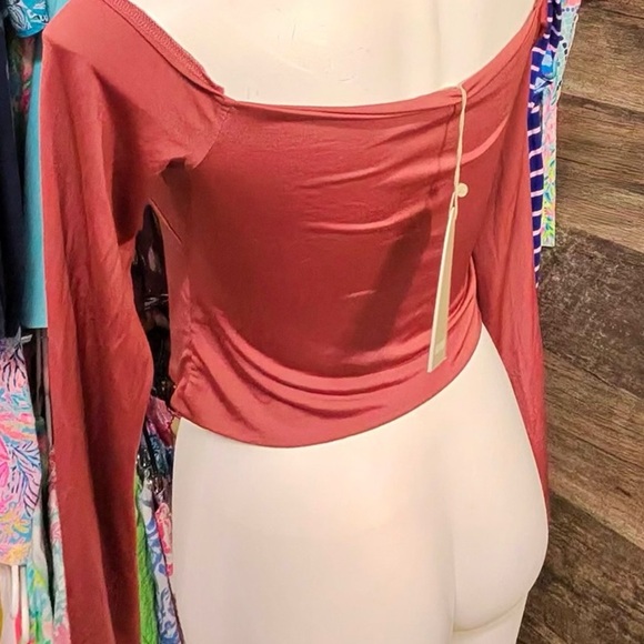 Meshki Rust Cutout Long Sleeve Blouse - Picture 3 of 6